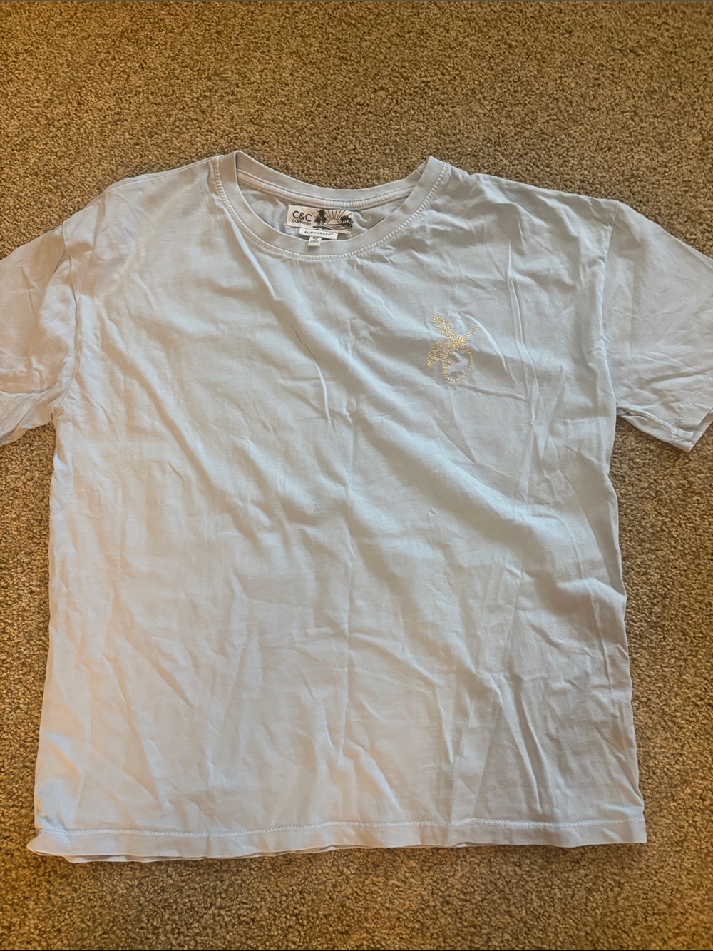 C&C California Womens Light Blue Logo Crew Neck T-Shirt